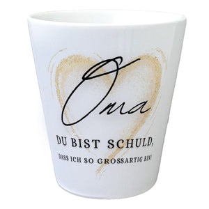 Herz Blumentopf mit Spruch Oma Grund meiner Großartigkeit