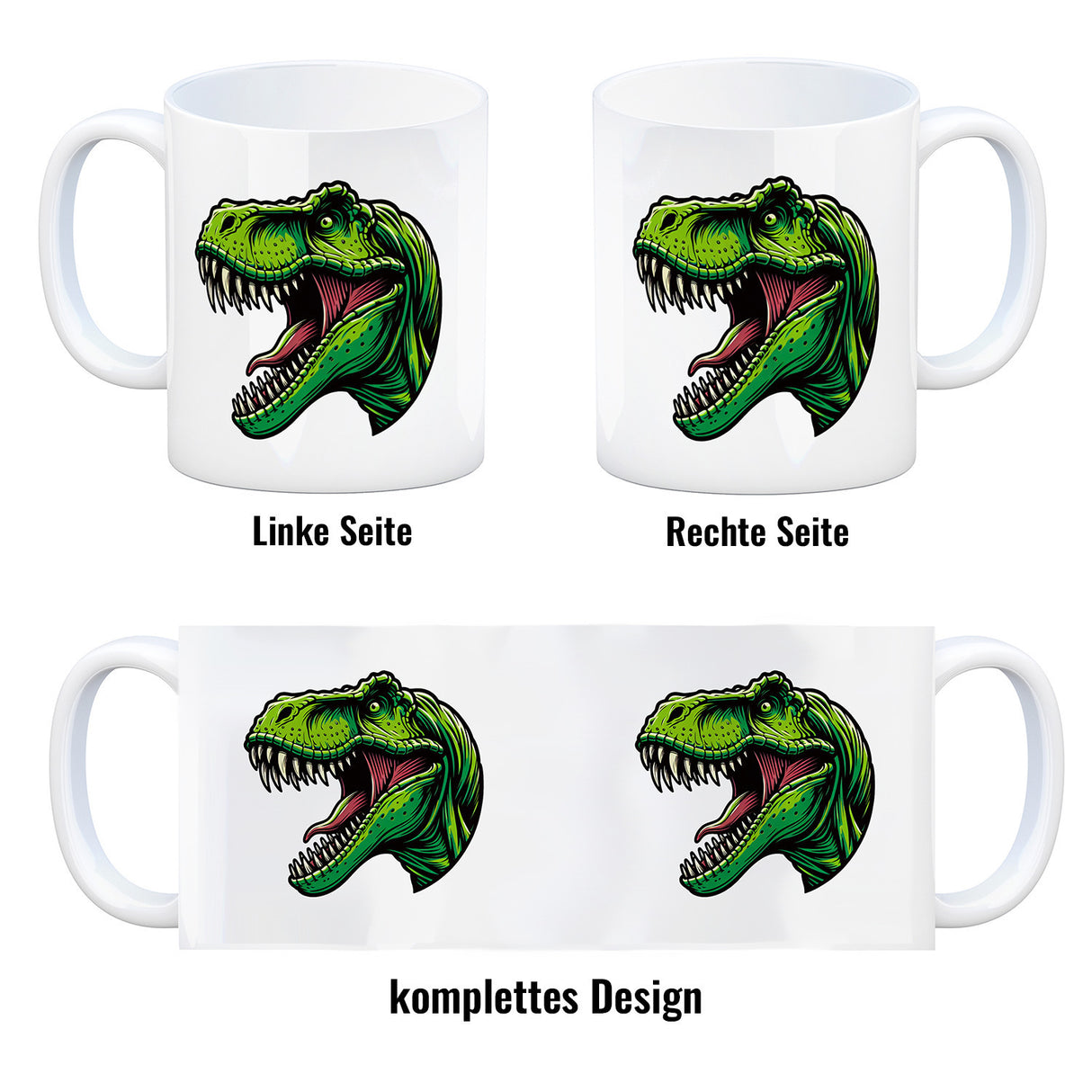 Grüner T-Rex Dinosaurier Kaffeebecher