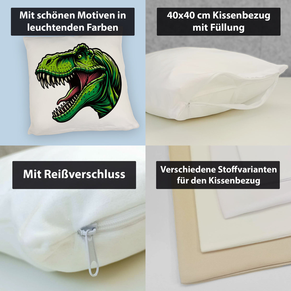 Grüner T-Rex Dinosaurier Kissen