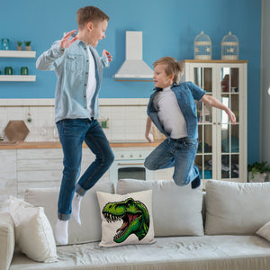 Grüner T-Rex Dinosaurier Kissen