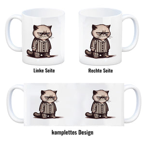 Grimmige Katze im Schlafanzug Kaffeebecher