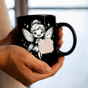 Zauberhafte Märchenfigur Fee Tasse schwarz in Schwarz