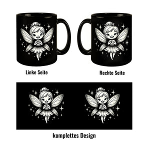 Zauberhafte Märchenfigur Fee Tasse schwarz in Schwarz
