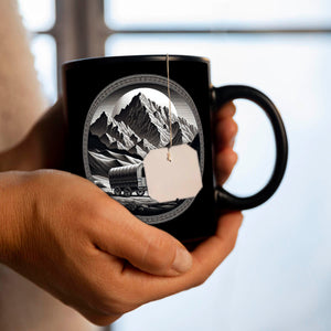 Planwagen mit zwei Kamelen Tasse schwarz in Schwarz