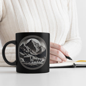 Planwagen mit zwei Kamelen Tasse schwarz in Schwarz