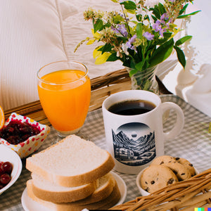 Camping in den Bergen Kaffeebecher