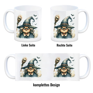 Böse Hexe mit Fledermäusen Kaffeebecher