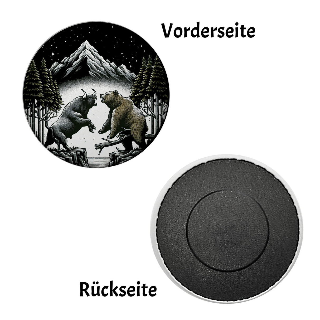 Bulle und Bär Börse Magnet rund rund