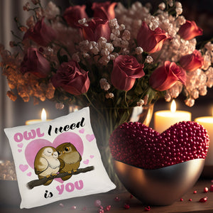 Eulenpaar Kissen mit Spruch Owl I need is you