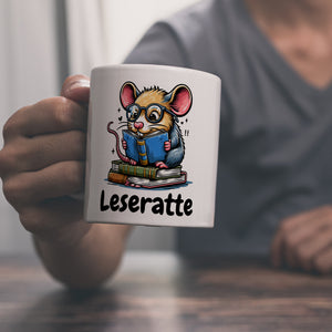 Leseratte Kaffeebecher mit Spruch Leseratte