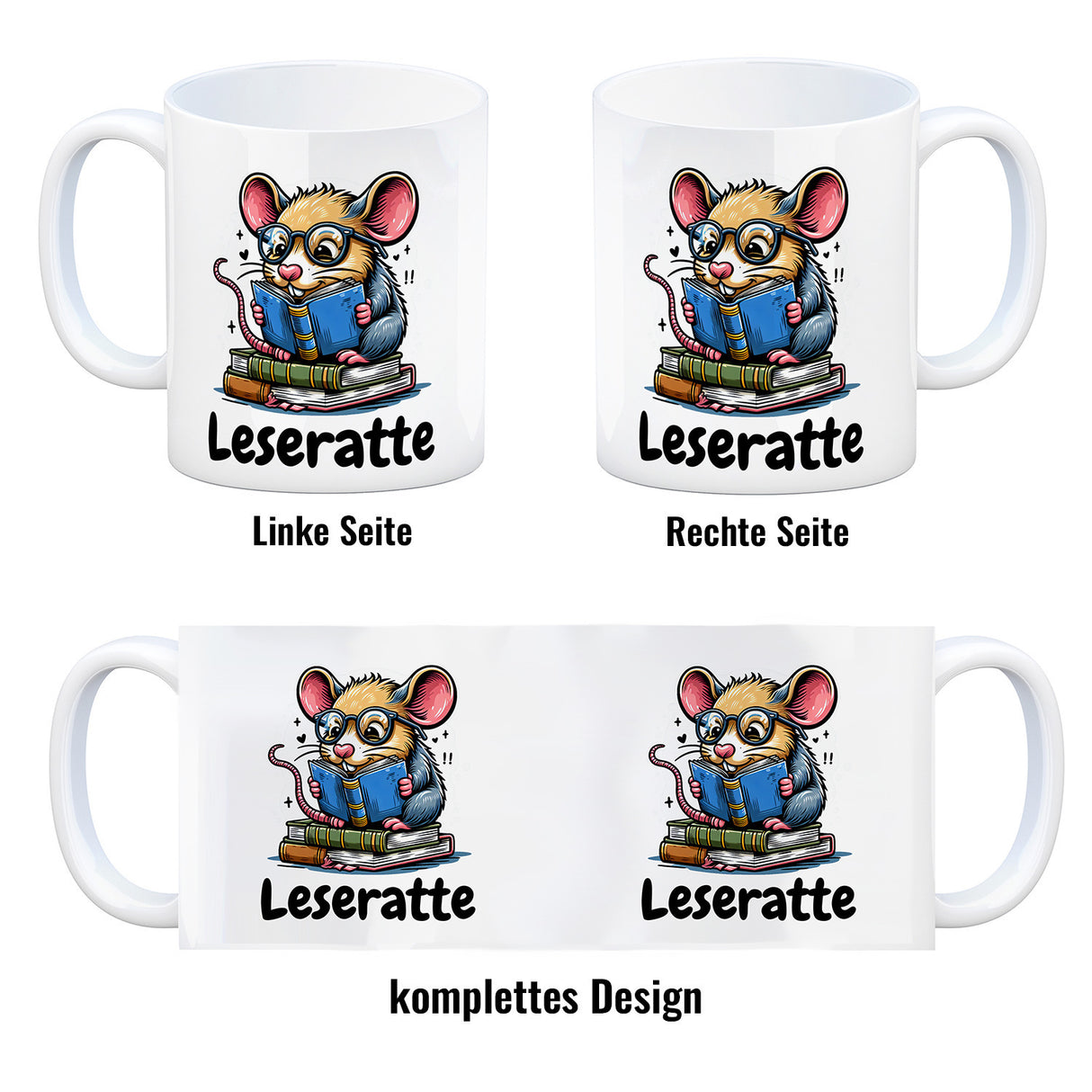 Leseratte Kaffeebecher mit Spruch Leseratte