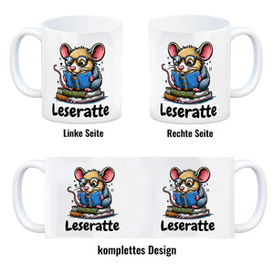 Leseratte Kaffeebecher mit Spruch Leseratte