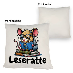 Leseratte Kissen mit Spruch Leseratte