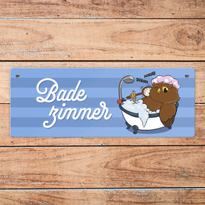 Eule in Badewanne Metallschild mit Spruch Badezimmer