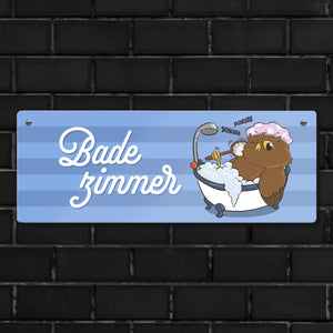Eule in Badewanne Metallschild mit Spruch Badezimmer