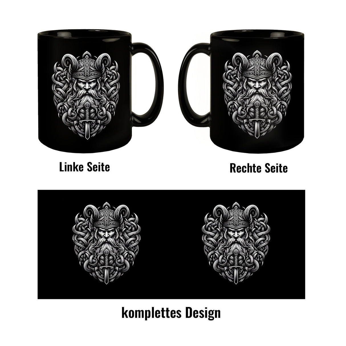 Odin Wikingergott Tasse schwarz in Schwarz