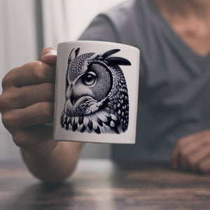 Schwarze Eule Kaffeebecher