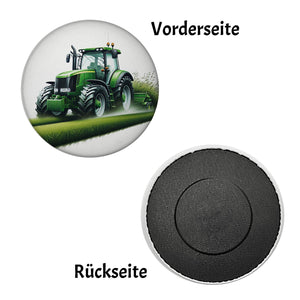 Traktor bei der Feldarbeit Magnet rund rund