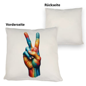 Peacezeichen in Regenbogenfarben Kissen