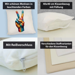 Peacezeichen in Regenbogenfarben Kissen