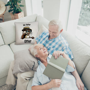 Cooler Otter Kissen mit Spruch Hot Hotter Otter