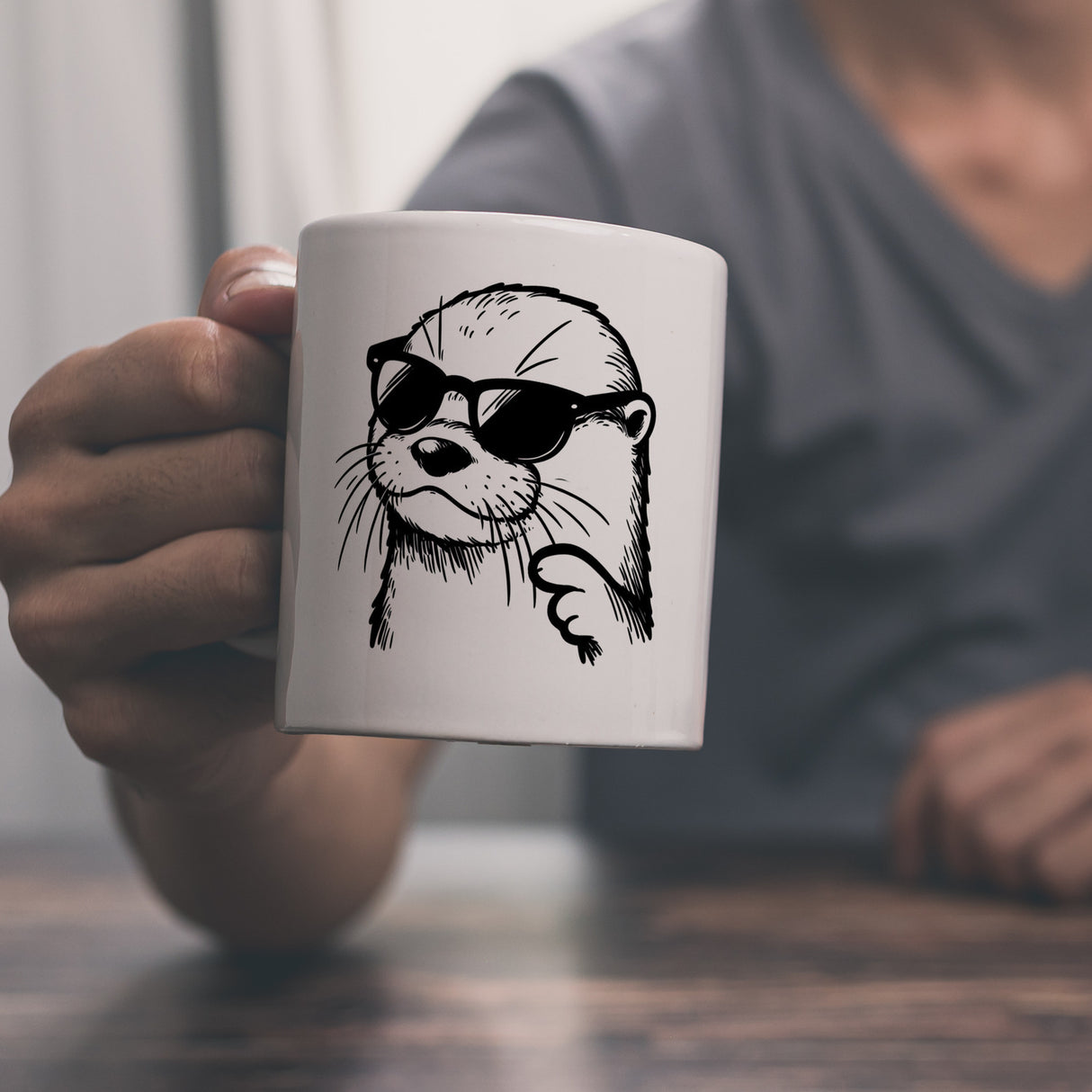 Cooler Otter mit Sonnenbrille Kaffeebecher