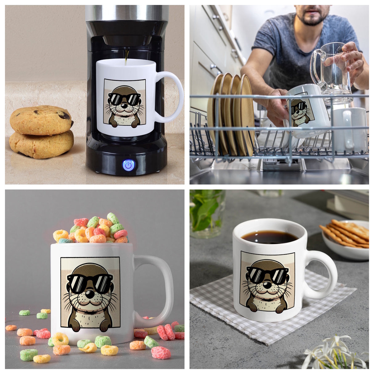 Retro Otter mit Sonnenbrille Kaffeebecher