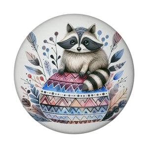 Waschbär auf buntem Ball Magnet rund rund