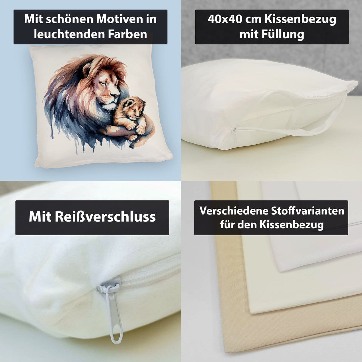 Schlafender Löwenpapa mit Löwenbaby Kissen