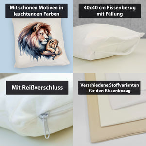 Schlafender Löwenpapa mit Löwenbaby Kissen