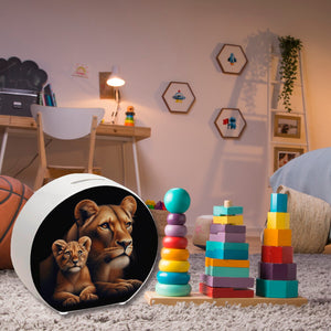 Löwin mit Babylöwe Spardose