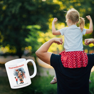 Feuerwehrmann mit Sohn Kaffeebecher