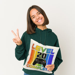 20. Geburtstag Gamer Kissen mit Spruch Level 20 complete