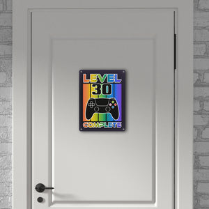 30. Geburtstag Gamer Metallschild in 15x20 cm mit Spruch Level 30 complete