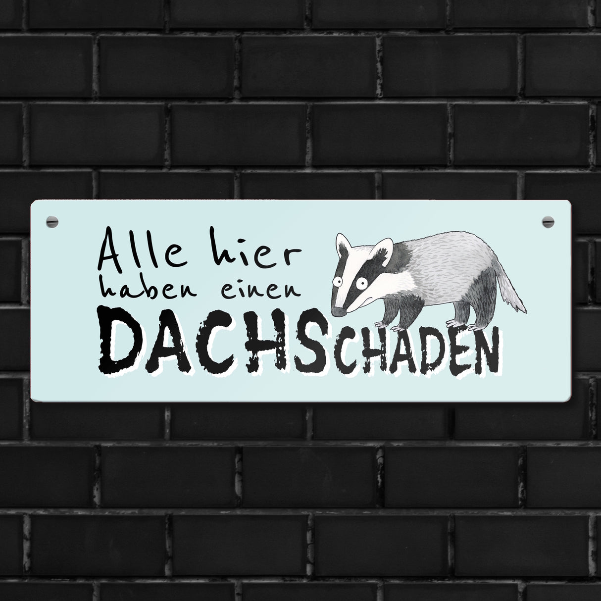 Dachs Metallschild mit Spruch Alle hier haben einen DACHSchaden