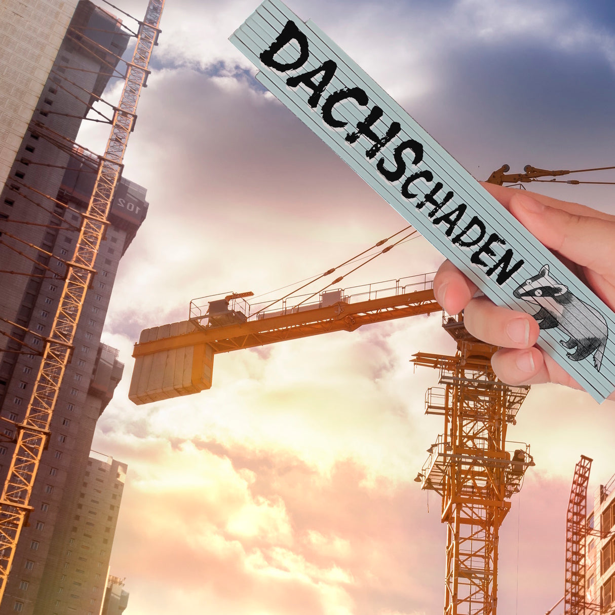 Dachs Meterstab aus Holz mit Spruch DACHSchaden