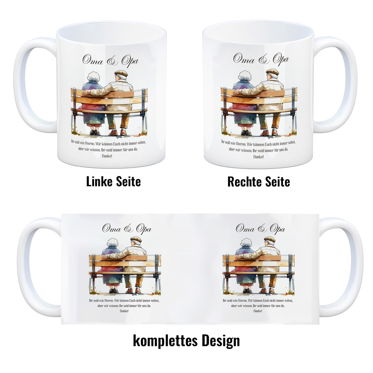 Oma und Opa auf Bank Kaffeebecher
