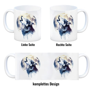 Wolf im Mondschein Kaffeebecher