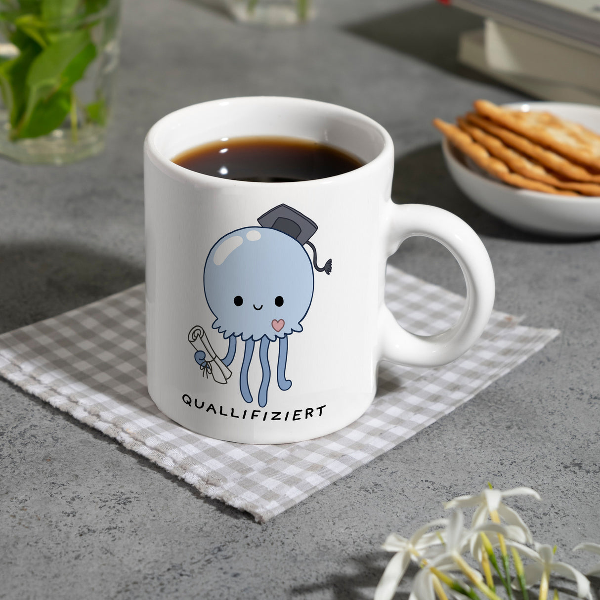 Jelly & Friends Qualle Kaffeebecher mit Spruch Quallifiziert