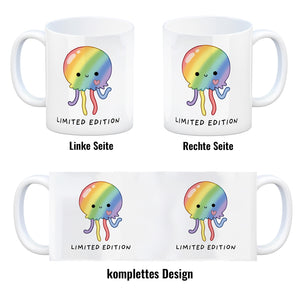 Jelly & Friends Regenbogen-Qualle Kaffeebecher mit Spruch Limited Edition