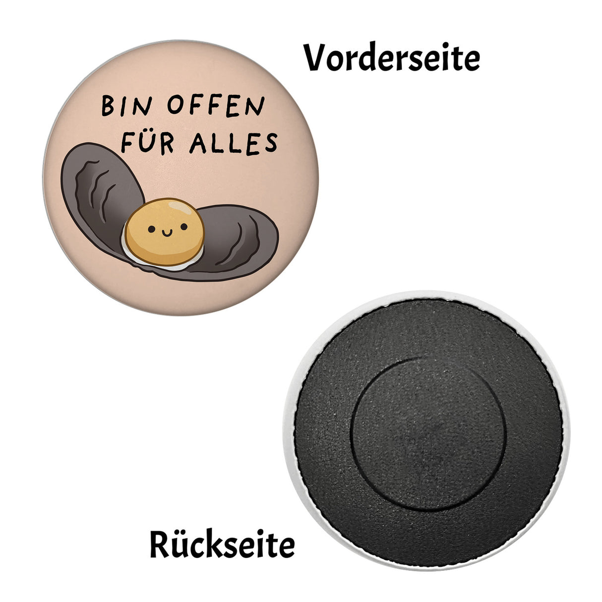 Jelly & Friends Auster Magnet rund mit Spruch Bin offen für alles