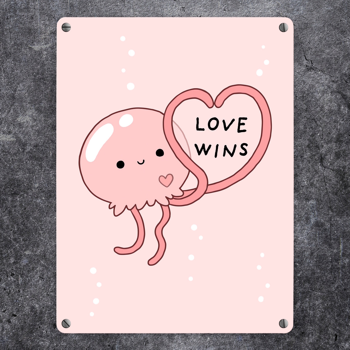 Jelly & Friends Qualle Metallschild in 15x20 cm mit Spruch Love Wins