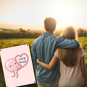 Jelly & Friends Qualle Metallschild in 15x20 cm mit Spruch Love Wins