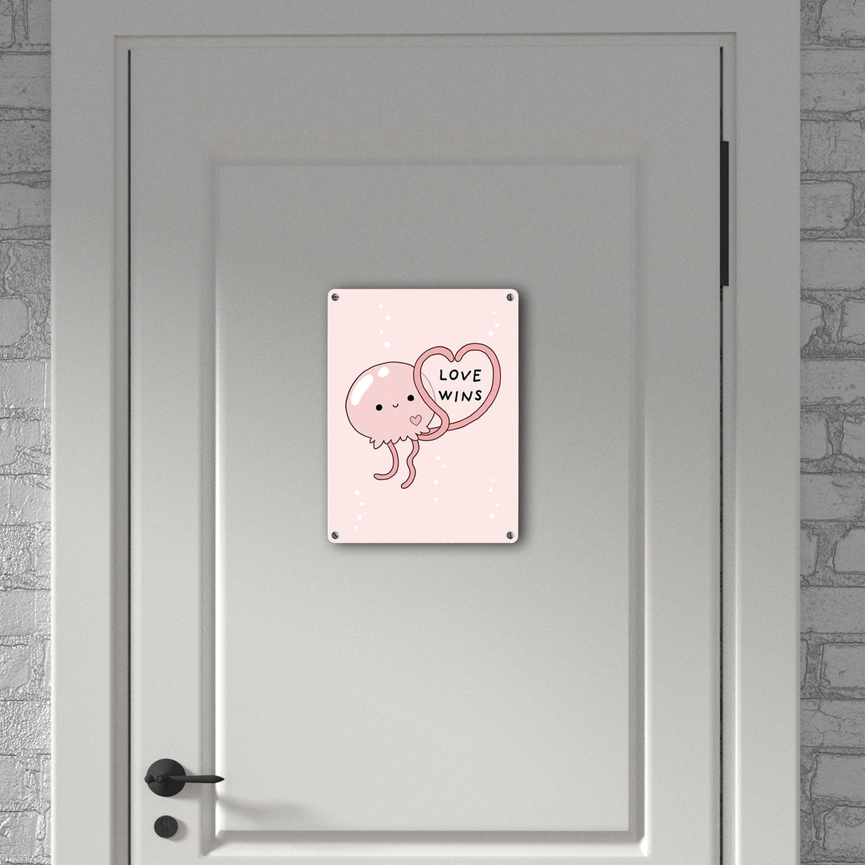 Jelly & Friends Qualle Metallschild in 15x20 cm mit Spruch Love Wins