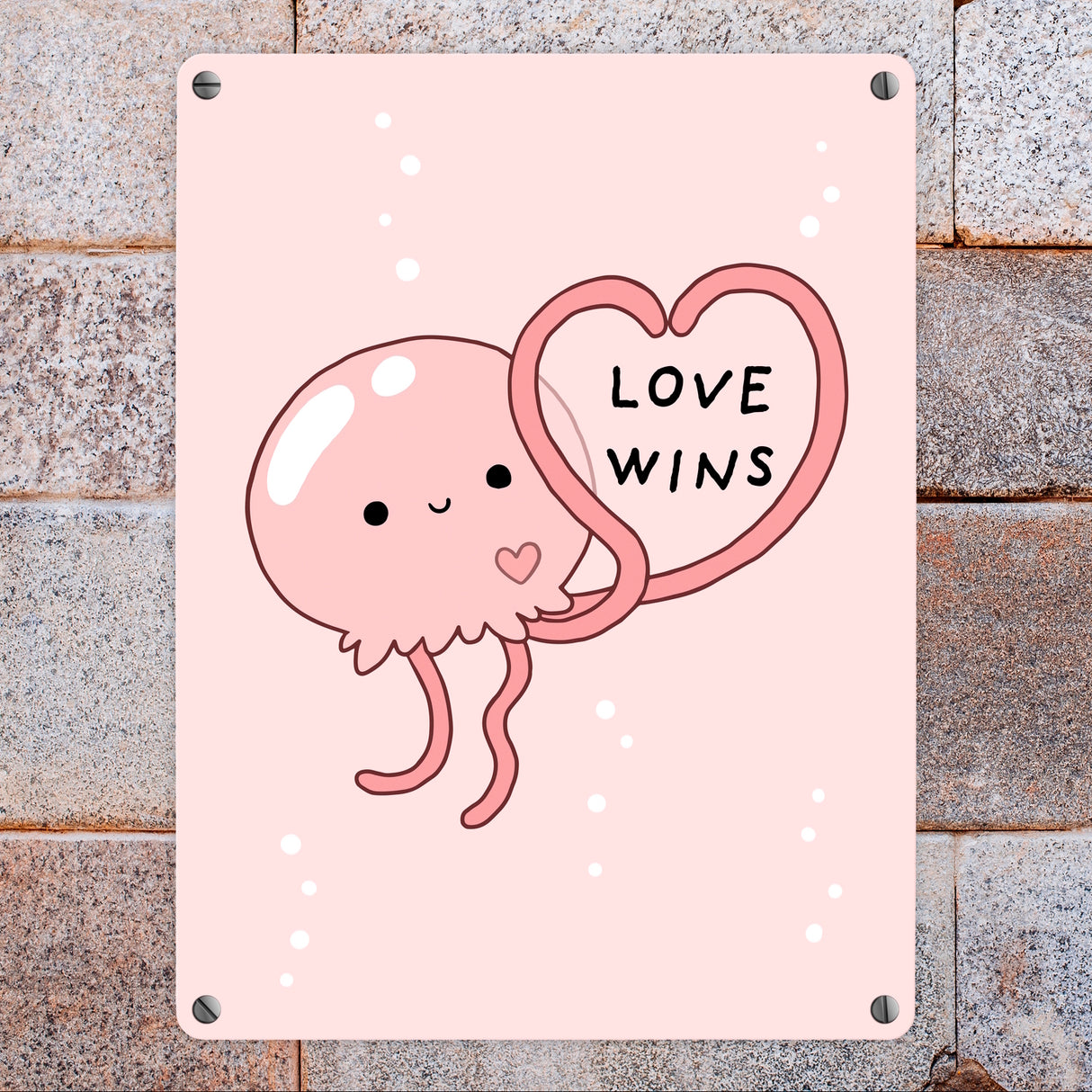 Jelly & Friends Qualle Metallschild in 15x20 cm mit Spruch Love Wins