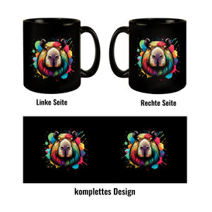 Capybara Aquarell Tasse in Schwarz