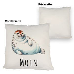 Dicke Robbe Kissen mit Spruch Moin