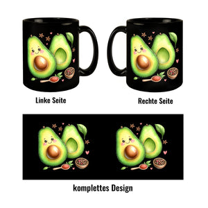 Niedliche Avocado Tasse in Schwarz