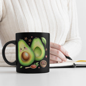 Niedliche Avocado Tasse in Schwarz