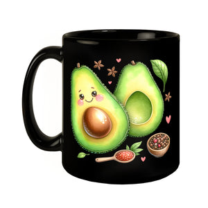Niedliche Avocado Tasse in Schwarz